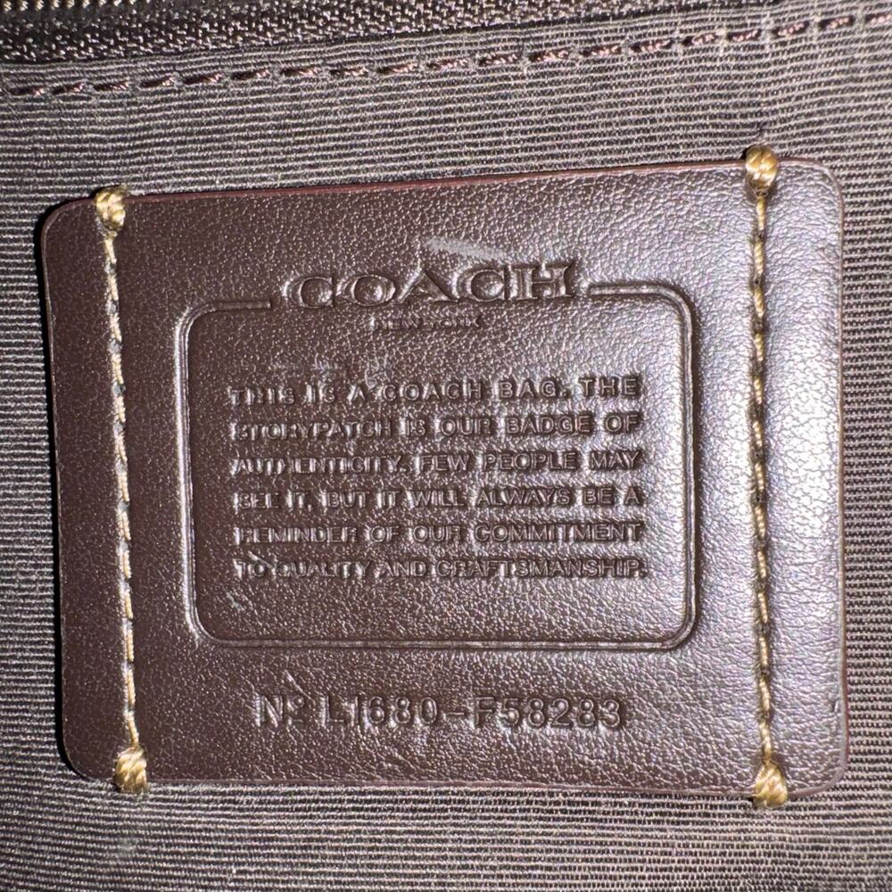 Coach Signature Jacquard Canvas Small Kelsey Satchel Khaki Leather Trim F58283 - Picture 13 of 15